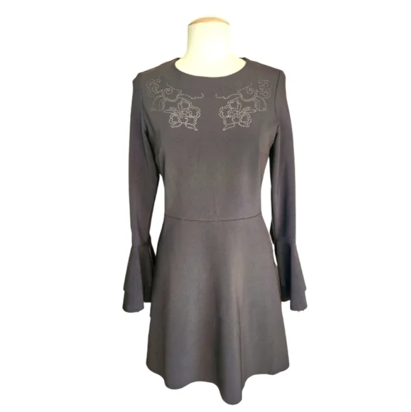 Parker Orlando Black Bell Sleeve Mini Dress - Picture 3 of 7